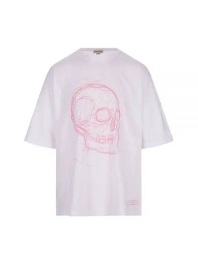 Men's School Print Oversized Short Sleeve T-Shirt White - ALEXANDER MCQUEEN - BALAAN 2