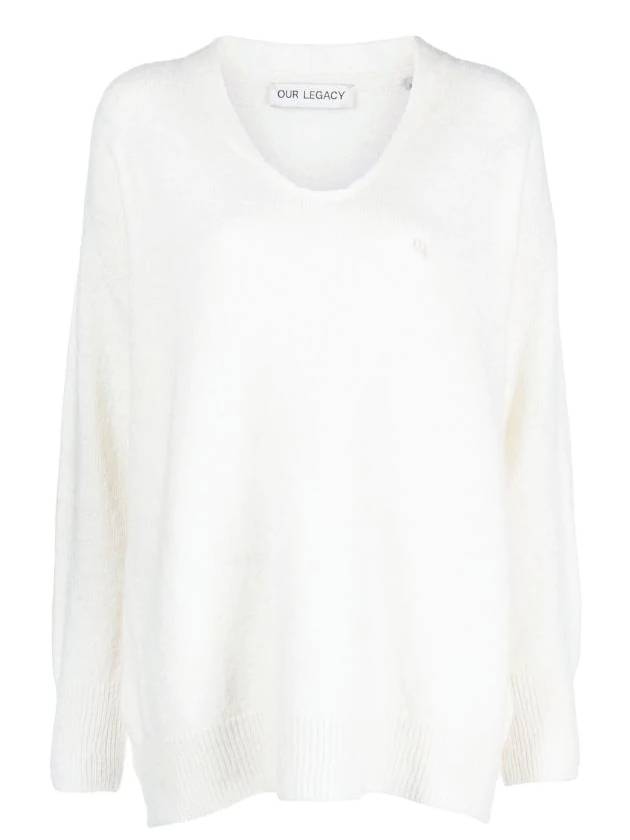 Big V-Neck Acrylic Knit Top White - OUR LEGACY - BALAAN 1