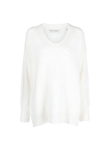 Big V-Neck Acrylic Knit Top White - OUR LEGACY - BALAAN 1