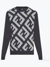 Monogram Jacquard Wool Crewneck Knit Top Grey - FENDI - BALAAN 2