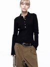 Four Woman Women s Soft Slim Button Collar Knit Black W243TP08BK - CHANCE'S NOI - BALAAN 7