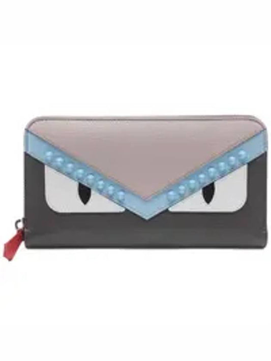 Monster Zip Round Long Wallet Grey - FENDI - BALAAN 1