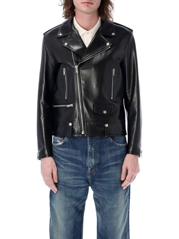 Classic Motorcycle Jacket in Lambskin Black - SAINT LAURENT - BALAAN 2