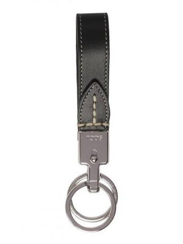 Logo Leather Key Ring Black - TOD'S - BALAAN 1