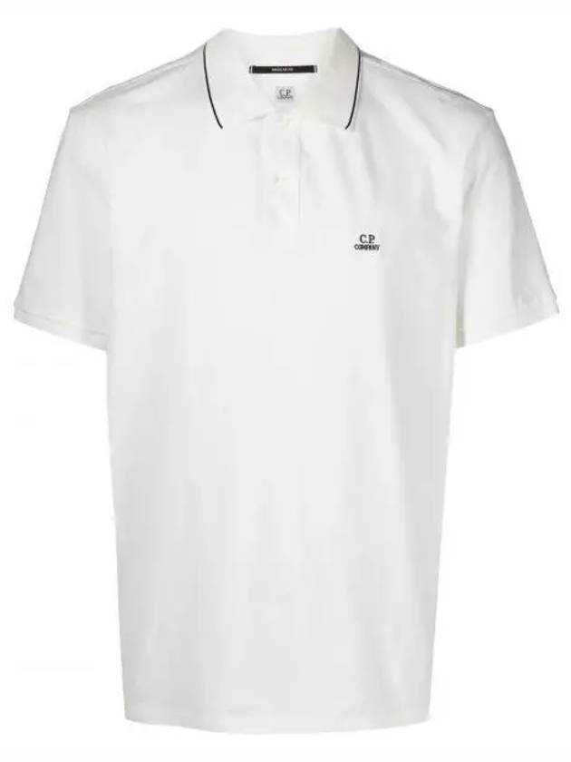 Stretch Piquet Regular Striped Collar Polo Shirt White - CP COMPANY - BALAAN 2