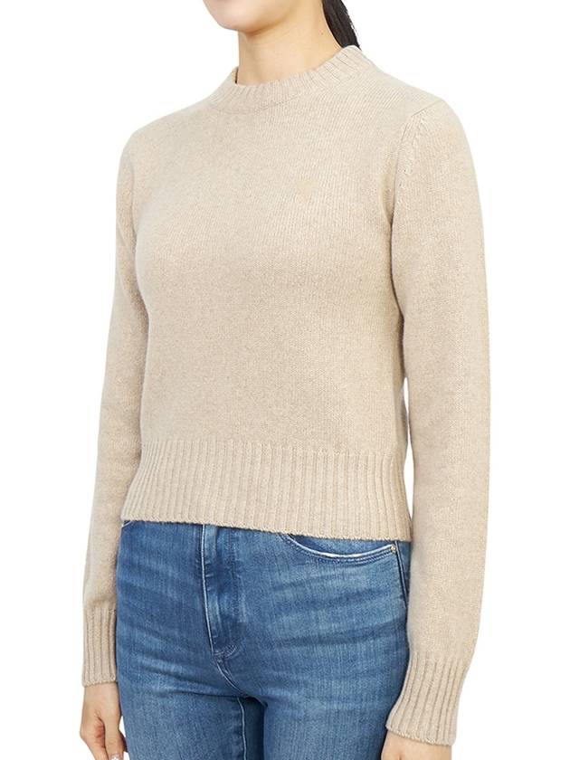 Heart Logo Cashmere Knit Top Beige - AMI - BALAAN 3