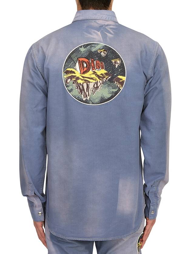 Astro Embroidered Patch Denim Long Sleeve Shirt Light Blue - DIOR - BALAAN 6