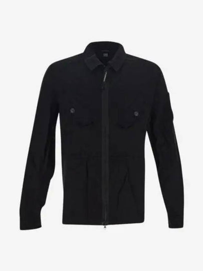 Men's Lens Wappen Two Pocket Zip Up Shirt Jacket Black - CP COMPANY - BALAAN 2