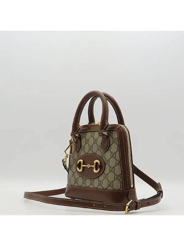 640716 Beige Ebony GG Supreme Canvas Horsebit 1955 Mini Top Handle Tote Bag Shoulder Strap 2WAY - GUCCI - BALAAN 3