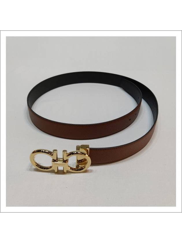 Gancini Reversible Leather Belt Brown Black - SALVATORE FERRAGAMO - BALAAN 5