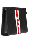 Striped Leather Clutch Bag Black - GUCCI - BALAAN.