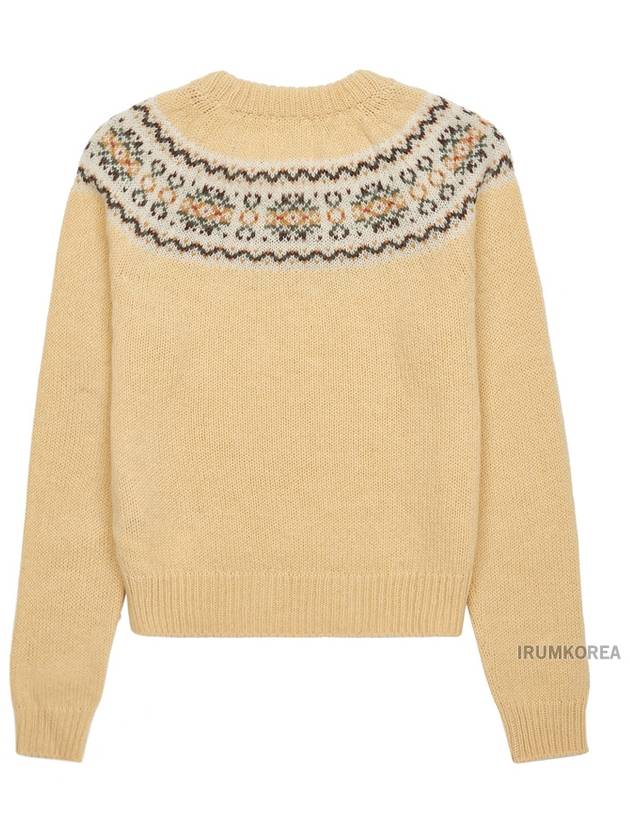 Crew Neck Triomphe Fair Isle Wool Knit Top Yellow - CELINE - BALAAN 3