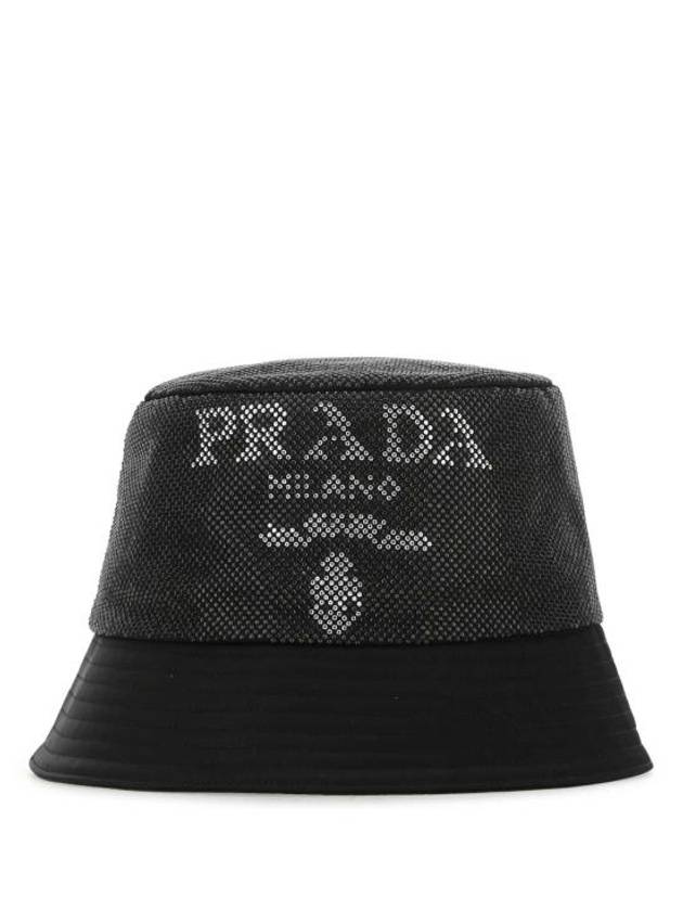 Logo Micro Stud Bucket Hat Black - PRADA - BALAAN 3