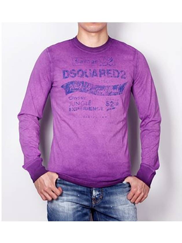 Dsquared Men Gradient Washing Long Sleeve Tshirt 74GC0901 Violet - DSQUARED2 - BALAAN 1