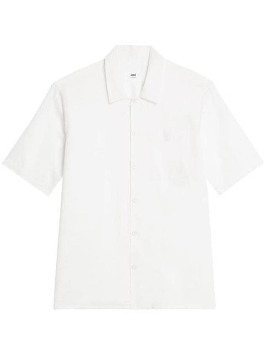 Cotton Short Sleeve Shirt White - AMI - BALAAN 1