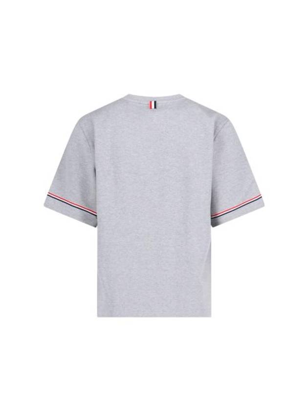 Cotton Rugby Short Sleeve T-Shirt Grey - THOM BROWNE - BALAAN 3