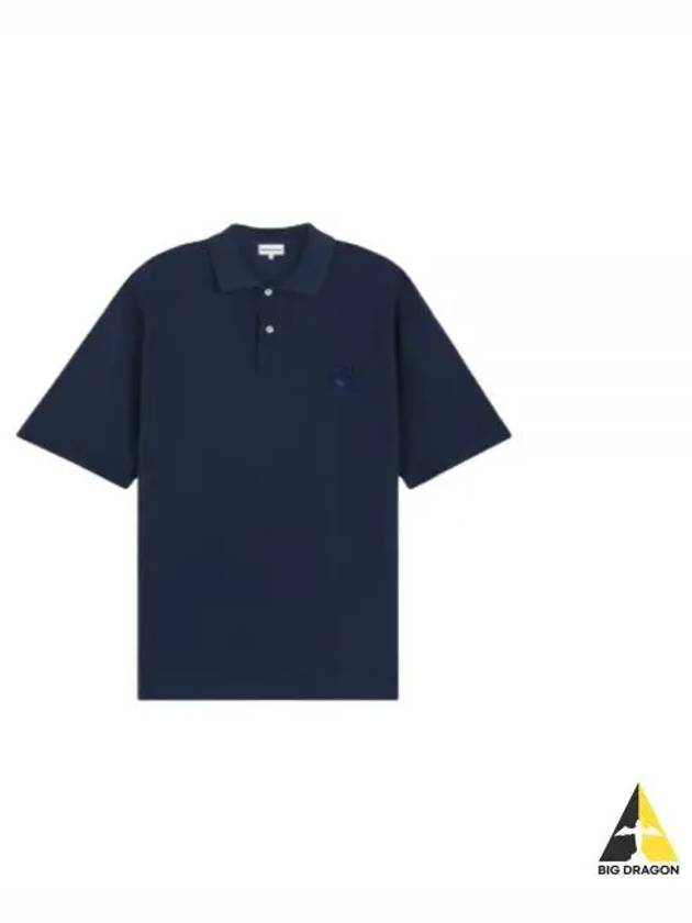 Bold Fox Head Patch Oversized Polo Shirt Navy - MAISON KITSUNE - BALAAN 2