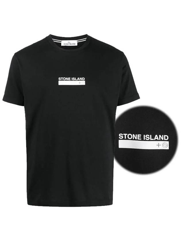 Small Rubber Logo Patch Short Sleeve T-Shirt Black - STONE ISLAND - BALAAN 3