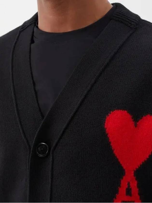 de Coeur de Coeur logo Vneck wool knit cardigan - AMI - BALAAN 3