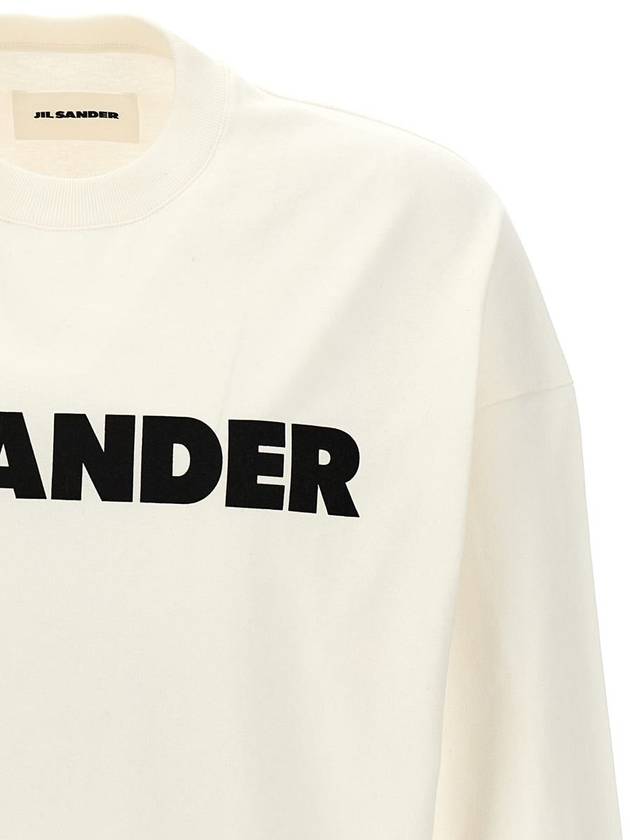 Logo Print Cotton Long Sleeve T-Shirt White - JIL SANDER - BALAAN 4