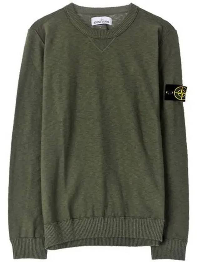 Wappen Patch Crew Neck Cotton Knit Top Khaki - STONE ISLAND - BALAAN 2