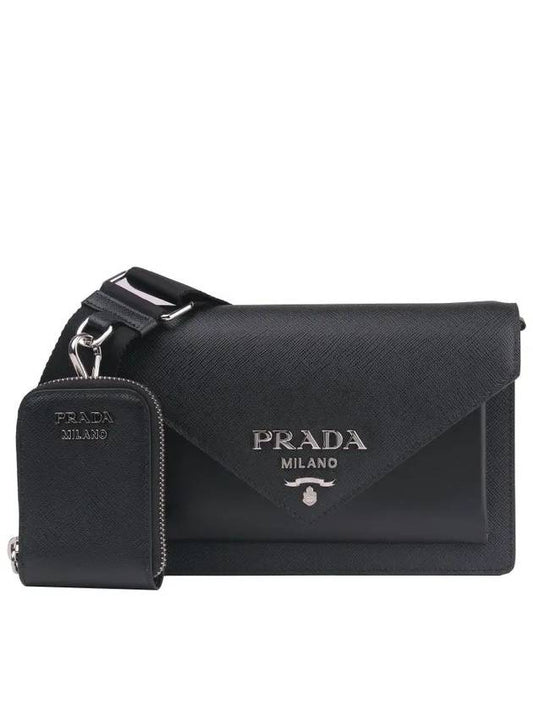 Saffiano Leather Mini Shoulder Bag Black - PRADA - BALAAN.