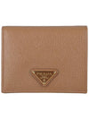 Gold Hardware Triangle Logo Saffiano Half Wallet Caramel - PRADA - BALAAN 3