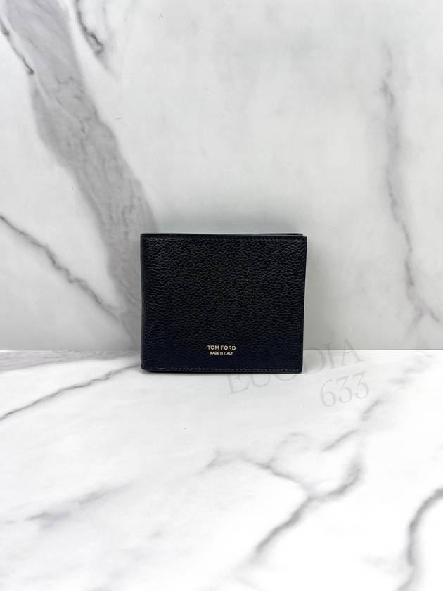 Men's T-Line Small Grain Leather Half Wallet Black - TOM FORD - BALAAN 3