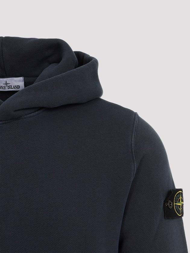 Old Effect Cotton Diagonal Fleece Hoodie Navy - STONE ISLAND - BALAAN 5