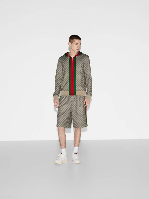 Web Technical Jersey Zip Jacket Beige Ebony - GUCCI - BALAAN 3