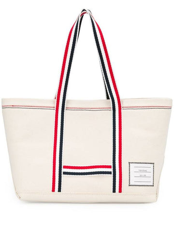 Double Face Cotton Small Tool Tote Bag Off White - THOM BROWNE - BALAAN 1