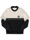 Men's Crew Neck Shiny Fleece Sweatshirt Offwhite Black - AMI - BALAAN 3