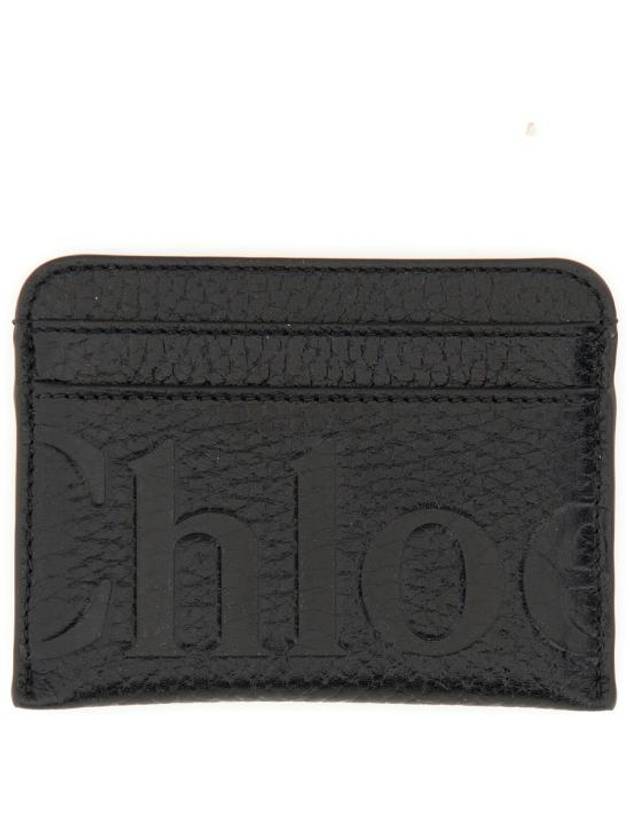 Logo Debossed Leather Card Wallet Black - CHLOE - BALAAN 1