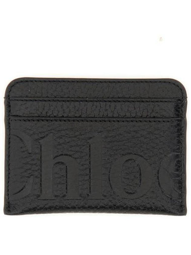 Logo Debossed Leather Card Wallet Black - CHLOE - BALAAN 1