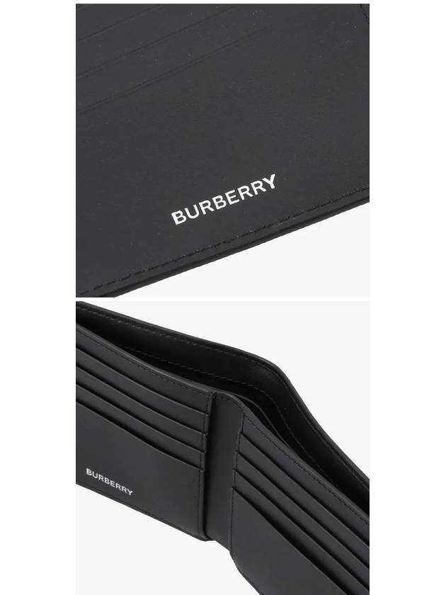 Check Half Leather Half Wallet Navy - BURBERRY - BALAAN 4