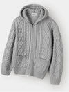 Two way cable hood zip up knit gray - INDUST - BALAAN 4