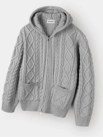 Two way cable hood zip up knit gray - INDUST - BALAAN 2