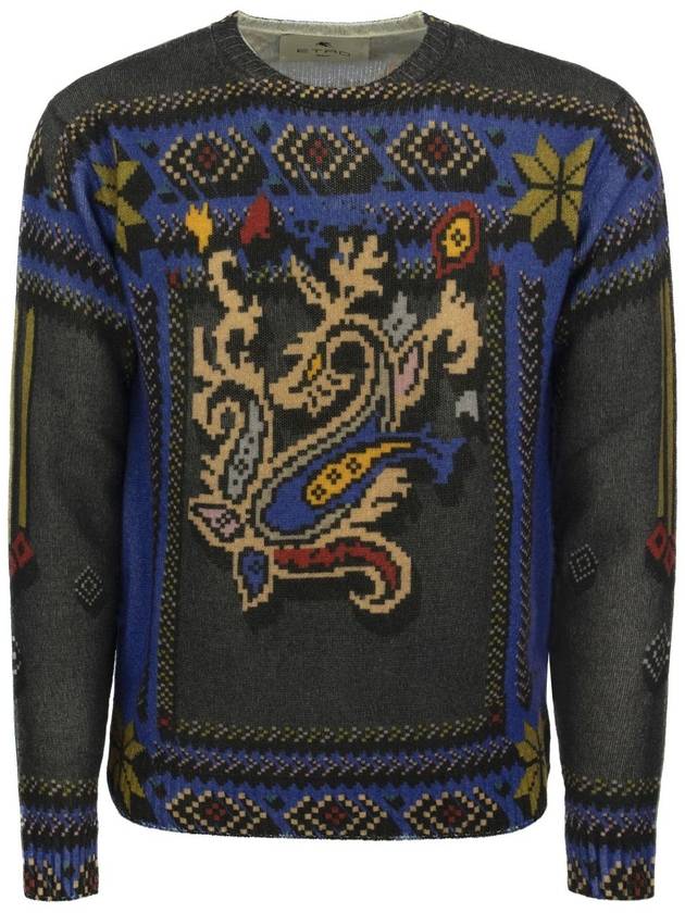 Men's Print Wool Knit Top Blue - ETRO - BALAAN 2