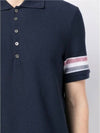 Men's RWB Stripe Cotton Polo Shirt Navy - THOM BROWNE - BALAAN 6