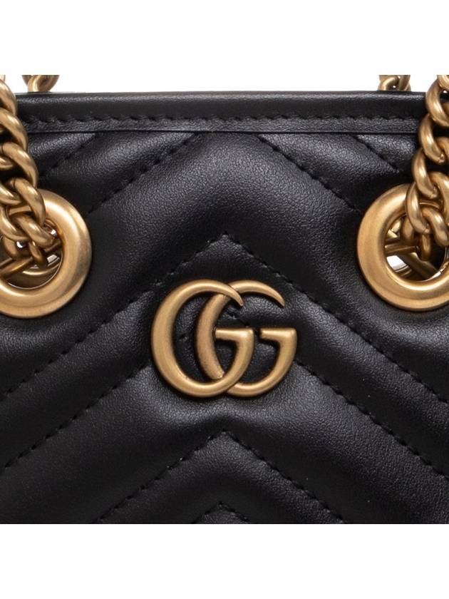 GG Marmont Gold Matelasse Leather Cross Mini Bag Black - GUCCI - BALAAN 5