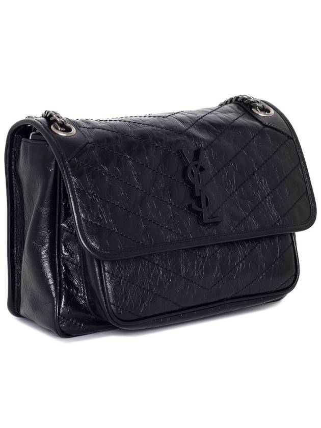 Crinkle Vintage Leather Nikki Medium Shoulder Bag Black - SAINT LAURENT - BALAAN 3