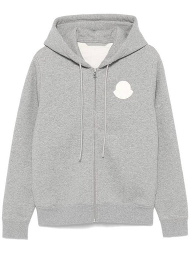 Logo Patch Zip-Up Hoodie Grey - MONCLER - BALAAN 1