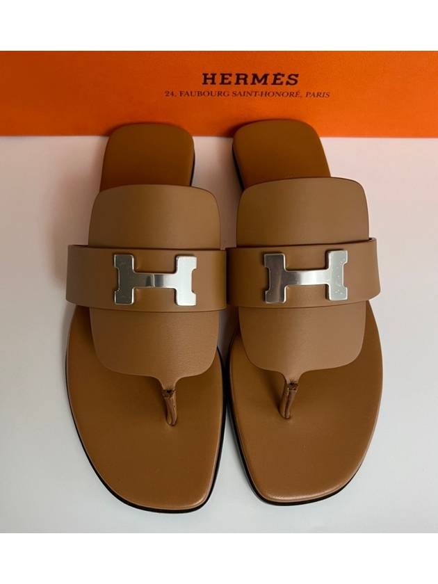 Galerie Gallery Women's Flipflops Mule Sandals Slippers Natural Black H231038Z - HERMES - BALAAN 7