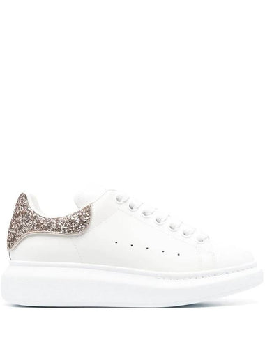 Oversized Calico Glitter Tab Low Top Sneakers White - ALEXANDER MCQUEEN - BALAAN 1