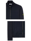 Garment Dyed Cotton Fleece Zip Up Jacket Navy - STONE ISLAND - BALAAN 6