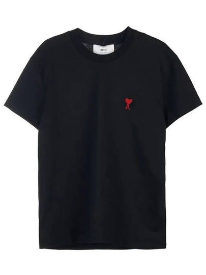 Small Heart Logo Short Sleeve T-Shirt Black - AMI - BALAAN 2