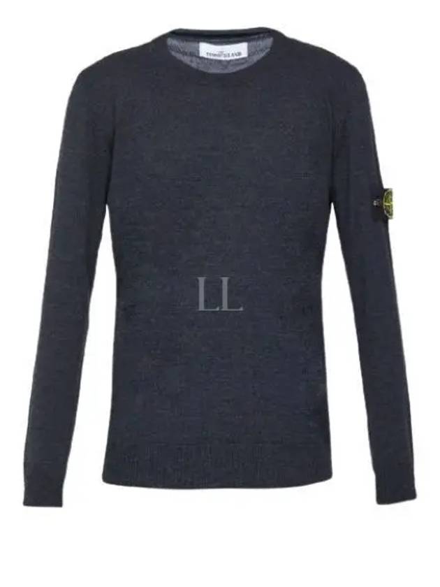 Logo Patch Round Neck Knit Top Charcoal - STONE ISLAND - BALAAN 2
