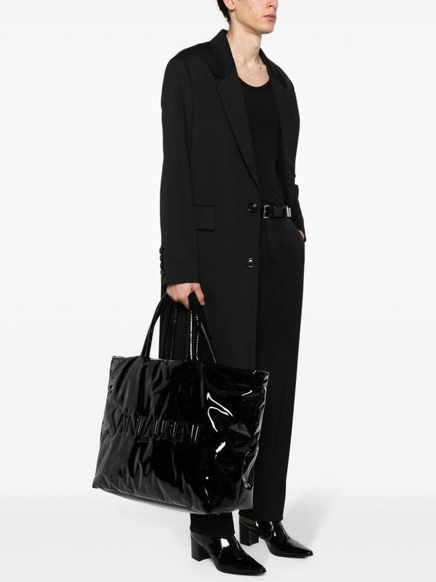 Maxi Patent Canvas Tote Bag Black - SAINT LAURENT - BALAAN 3