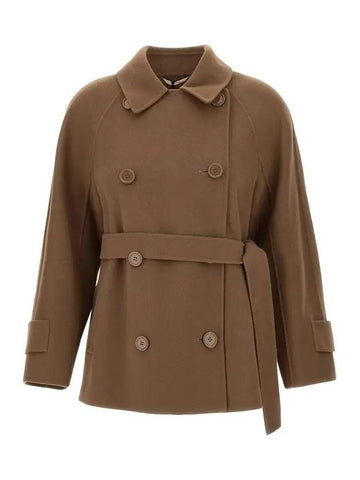 LOUIS Belted Short Wool Coat Brown 2429086021 041 - MAX MARA - BALAAN 1