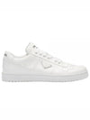 Men's Downtown Triangle Logo Leather Low Top Sneakers White - PRADA - BALAAN 2